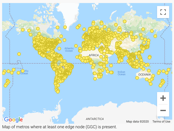 Map of Google&rsquo;s edge nodes