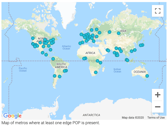 Map of Google&rsquo;s POPs