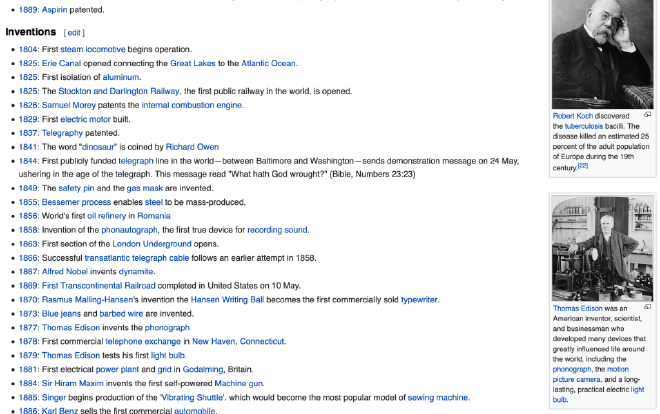 Wikipedia on the 19th century