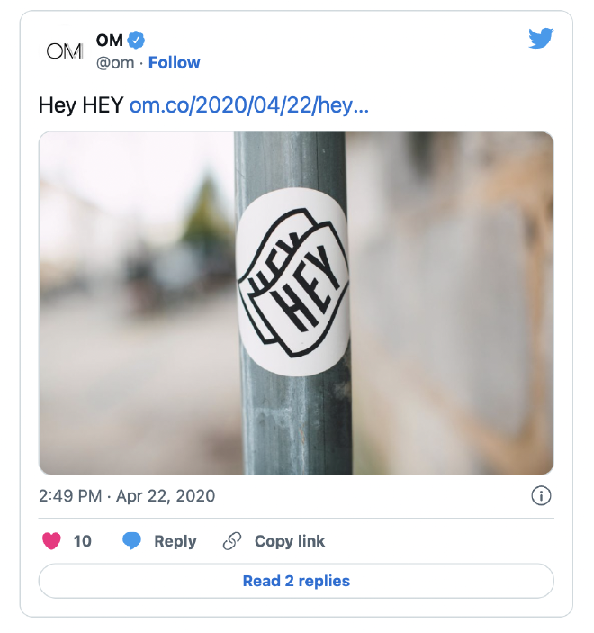Screenshot of a tweet from @om