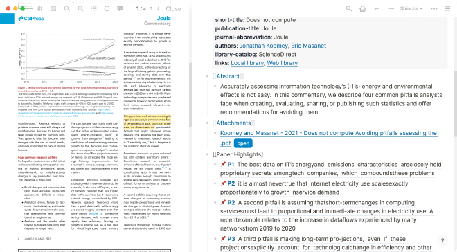 Screenshot of Logseq