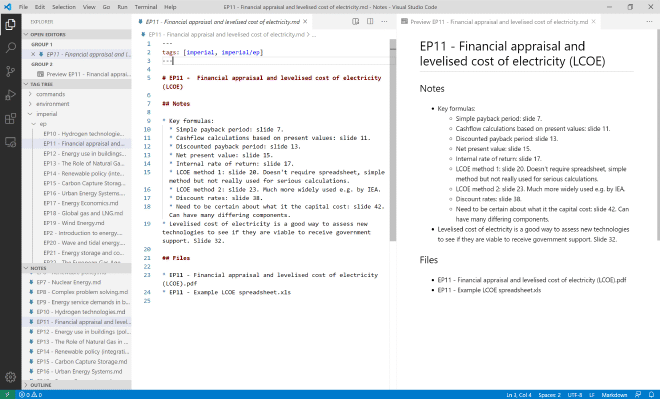 Screenshot of VS Code + Markdown