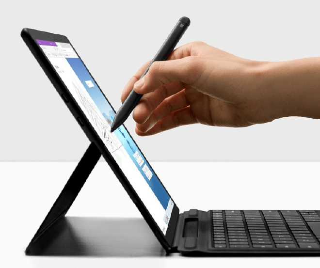 Surface Pro X with kickstand deployed