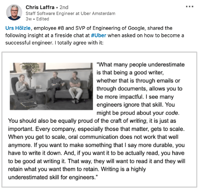 Screenshot of a LinkedIn post